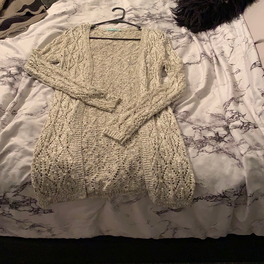 S Maurices Light grey/white sparkly sequin cardigan